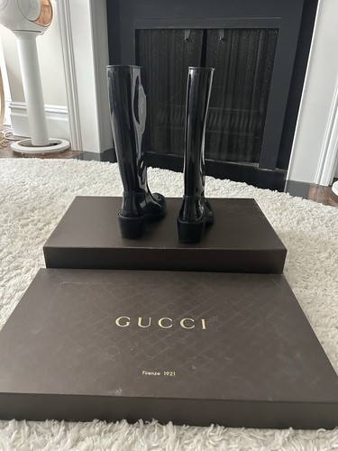 Gucci black rubber rain - gucci, boots