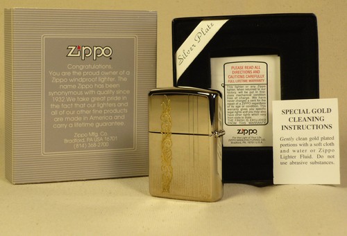 Zippo silver plate floral - zippo,
