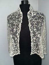 Ancienne étole écharpe en tulle brodé d'applications