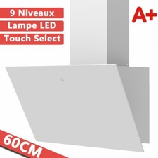 Hotte aspirante 60cm Hotte de Cuisine Murale 700m³/h Commande Tactile Blanc