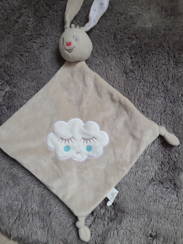 Doudou plat lapin beige - beige, blanc