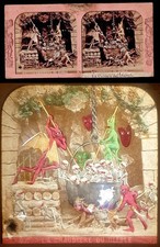 vue stéréo DIABLERIE vers 1860 -  LA CHAUDIÉRE DU DIABLE   / tissue polyorama