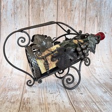Porte-bouteille ancien Art Déco fer forgé décor raisin vigne vers 1930 table vin