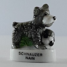 Fève en porcelaine Schnauzer nain Chien Porcelain bean D71A