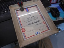 diplome et medaille barrette Algérie, Afrique du Nord,soldat corse,1957,18x23cm