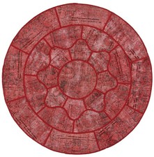 Tapis Persan Rond Vintage Patchwork Ø: 155 Cm Rouge