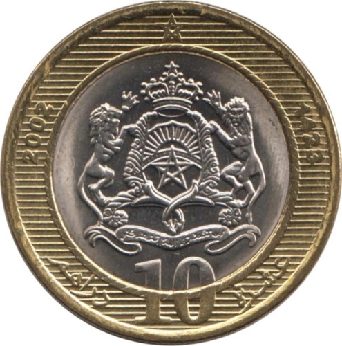 Pièce dirhams maroc - 10,