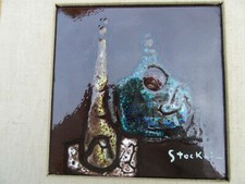 CARREAU CERAMIQUE EMAILLEE SIGNE "STOCKLI" ANNEES 50/60