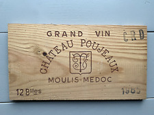 Ancienne estampe caisse vin en bois: Château Poujeaux, Moulis, Médoc