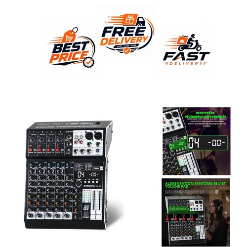 Console mixage canaux dj - console,