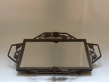 Ancien Plateau Miroir De Psyché Art Deco En Fer Forgé sur pied