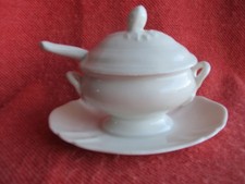 PETITE  SAUCIERE - MOUTARDIER - PORCELAINE BLANCHE - DECORATION DE TABLE -