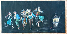 PEINTURE SUR TISSUS SIGNÉE. SCENE DE DANSE BRETONNE