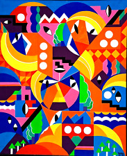 Grand TABLEAU  Huile sur Toile  Composition street art " Clin d'œil " Signé DOGA