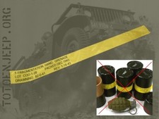ETIQUETTE LABEL  POUR 1 TUBE GRENAD MK2 MKII  jeep WILLYS us ww2