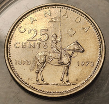 25 Cents 1973 Canada Elisabeth II Centenaire de la Gendarmerie Royale du Canada