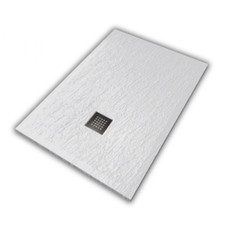 RECEVEUR DE DOUCHE EFFET PIERRE EN CÉRAMIQUE 100x70 BLANC HATRIA + PIL GR_INOX