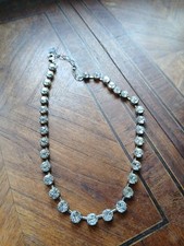 Collier ras de cou vintage  en strass  blanc Svarovski