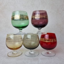 Verres à Liqueur Cristal Coloré – Lot de 5 – Vintage Années 60
