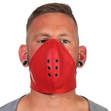 Biker Cuir Masque Bdsm Masque Protection de Bouche Vent Steampunk Rouge
