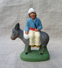 SANTON DE PROVENCE ESCOFFIER EN TERRE CUITE - MEUNIER SUR SON ÂNE - H : 8,7 cm