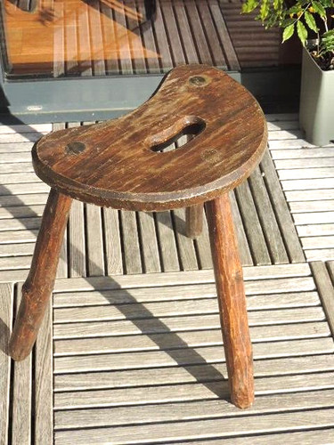 Ancien tabouret tripode - tabouret,