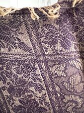 VICTORIAN purple damask PAISLEY piano WOOL SHAWL tablecloth c1900