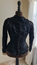 ANCIEN CORSAGE HAUT DE ROBE POUR JEUNE FILLE NOIR PERLE DE JAIS 1900