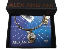 Alex And Ani Neige Globe Bracelet Rafaelian Or Neuf Avec Étiquette Boîte Carte