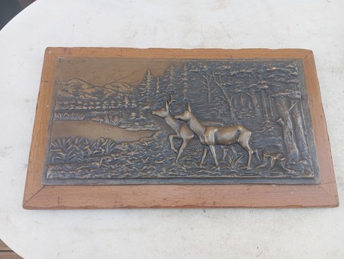 Ancien bas relief bronze - bas, en