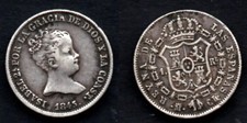 ESPAGNE   1 REAL 1845 MADRID  ISABEL II   ETAT !!!!