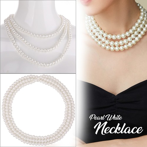 Perle blanche collier ras - perle,