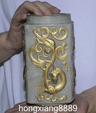 Unique Natural Old Jade Gilt