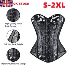 Corset bustier sexy femme noir à lacets résille respirante buste désossé lingerie