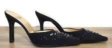 Escarpins Mules CHARLES JOURDAN Toile Noire & Strass 40,5FR 7BUK Made in Spain