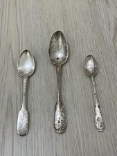 Lot de 3 cuillères anciennes en argent russe 84 (Empire) – XIXe siècle