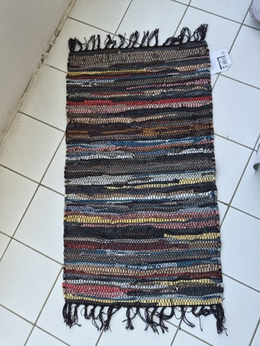 Tapis tissé cuir veritable - en,