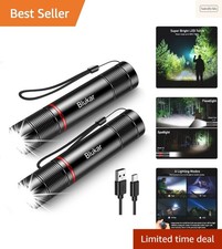 Blukar Lampe Torche LED Rechargeable - Lot de 2 Ultra Puissantes, 2000 Lumen
