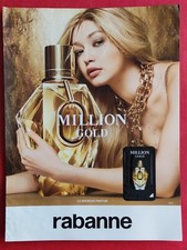 Publicité de presse: GIGI HADID pour Parfum MILLION GOLD de RABANNE Papier glacé