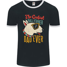 T-Shirt Ringer Pour Homme Bull Terrier Papa Drôle Pour La Fête Des Pères FotL