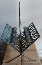 Porte-revues décoratif vintage – métal ajouré vert