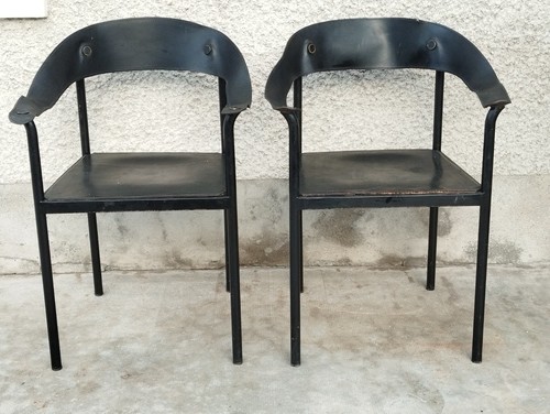 Paire fauteuil cuir design