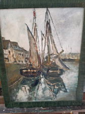  Tableau représentant des chalutiers au port signé Gerne ?