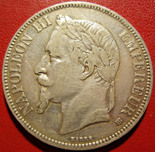 France.  Ecu de 5 Francs Napoléon III 1867 BB. TTB