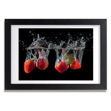 Tulup Photo Le salon 30x20cm Cadre MDF Décor Fraises sous l'eau