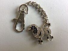 Bijou Sac a Main ou Porte Clefs Caniche Chien Strass verre métal Blanc Ajouré