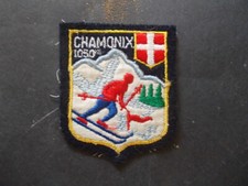 CHAMONIX 1050 m montagne ski neige insigne 1960 tissu blason régionalisme TBE !