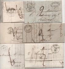 6 lettres / 1831 à 1848 /CASTRES-CARCASSONNE-TOULOUSE-OLORON- LAVELANET-CHALABRE