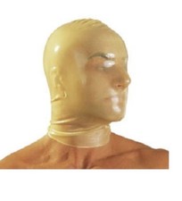 cagoule en latex translucide, latex hood translucent with nose holes , LRG