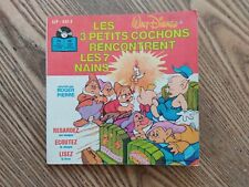 Livre disque vinyle 45 tours, les 3 petits cochons et 7 nains, Disney, vintage